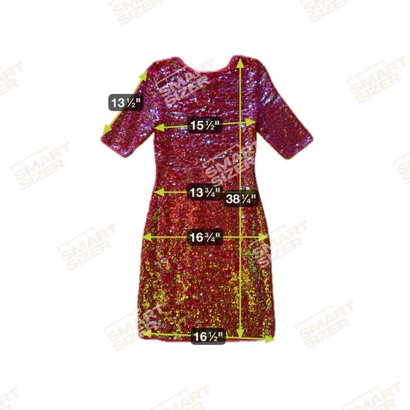 BCBGMaxAzria Women's S Red Ombré Sequin Mini Dress Short Sleeve Party Cocktail - Picture 4 of 5